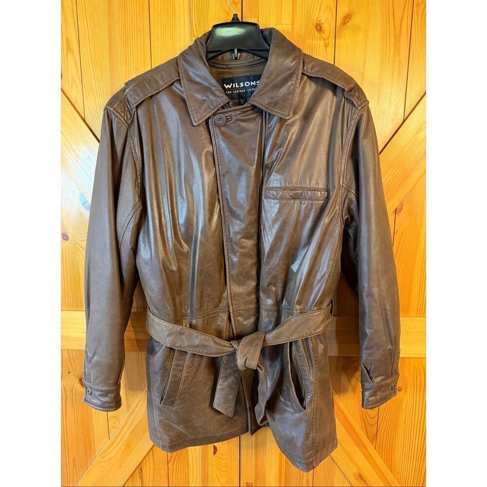 Vintage Wilsons Men’s Lined Thinsulate Brown Leather Coat Size Medium (7280)